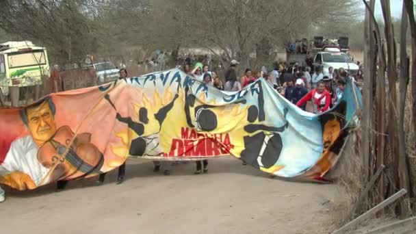 Marscherar Marcha Los Bombos Trummarnas Marsch Santiago Del Estero Argentina — Stockvideo