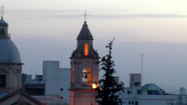 Santiago Del Estero Kathedraal Bij Zonsondergang Catedral Basilica Nuestra Seora — Stockvideo
