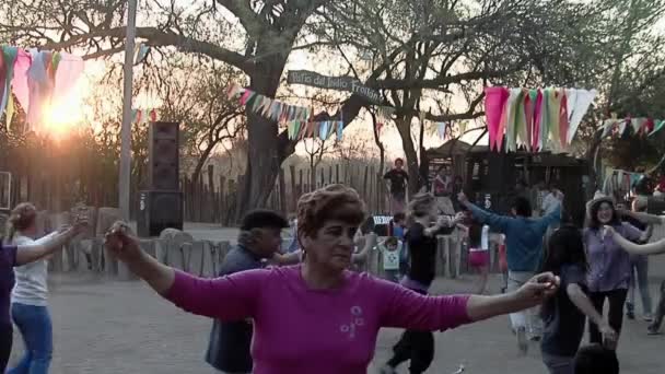 Crowd People Dancing Argentine Folk Dance Santiago Del Estero Argentina — Stock Video