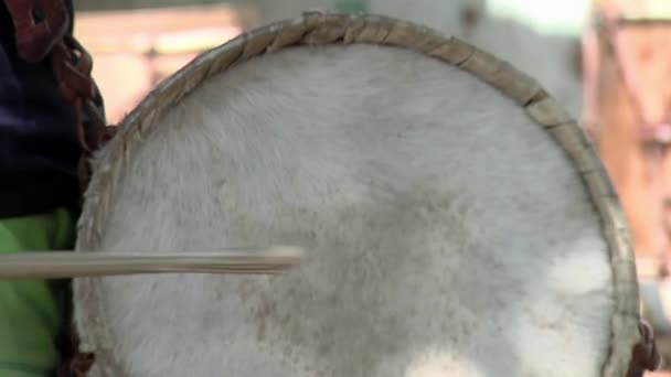 Arjantin Wood Animal Leather Dan Yapılmış Bombo Leguero Marka Bas — Stok video