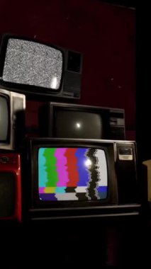 Eski Televizyonlar Parazit, Renk Çubukları ve Yeşil Ekran - Yakınlaştır - 4K Dikey