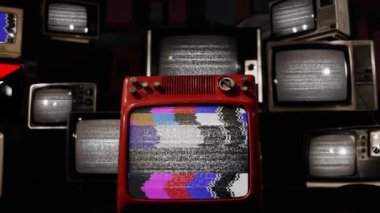 Yığılmış Retro TV Ekranlarında Anarşist Bayraklar - 4K