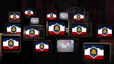 Arı Kovanı Bayrağı, ABD 'nin Utah eyaletinin resmi bayrağı Retro TV' lerde - 4K