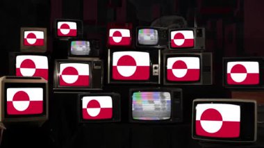 Grönland Bayrağını Gösteren Vintage Televizyonlar - 4K