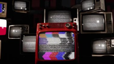 Çeşitli Vintage TV 'lerde Grönland Bayrağı - 4K