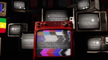 Rastafari Bayrağını gösteren Vintage Televizyonlar - 4K