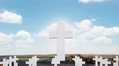 Darwin Mezarlığı: Falkland Savaşı 'ndan (Malvinas Savaşı) Arjantinli askerlerin dinlenme yerlerini gösteren beyaz haçlar - 4K Kararı