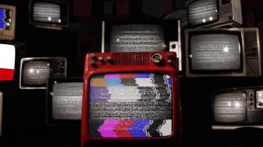 Cebelitarık ve Vintage Televizyon bayrağı. 4K Çözünürlüğü.