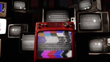 Vintage Televisions Stack 'te Santos bayrağı. 4K Çözünürlüğü.