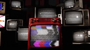 Newfoundland Bayrağı ve Labrador, Kanada 'lı Vintage Televizyon Ekranları - 4K