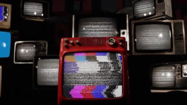 Yığılmış Retro TV Ekranlarında Yorkshire Bayrağı - 4K