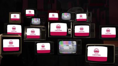 Kaliforniya, Chula Vista bayrağı Yığılmış Vintage TV 'de - 4K