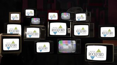 Rockford, Illinois bayrağı, Stacked Vintage TV 'de - 4K