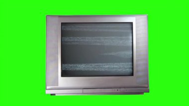 Yeşil Arkaplan Üzerinde Mavi Ekran Gösteren Retro Televizyon - 4K