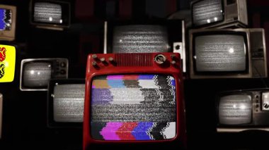 Belçika 'da bulunan Hainaut Eyaleti Bayrağı, bir Vintage Televisions Yığını' nda sergilendi. 4K Çözünürlüğü.