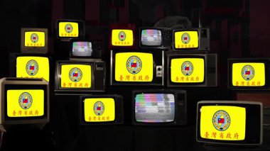 Eski Televizyon Yığını 'nda Tayvan Eyaleti Bayrağı sergilendi. 4K Çözünürlüğü.