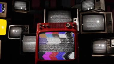 Kanarya Adaları Özerk Topluluğunun Bayrağı Eski Retro Televizyon Yığını 'nda sergilendi. 4K Çözünürlüğü.