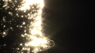 Gün batımında Gölün Kıyısında Bir Kadın Oturuyor, Güneş Işıkları Suyun Yüzeyine Yansıyor. Kapat..  