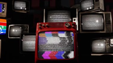 Yığılmış Analog TV 'ler St. Petersburg, Florida Bayrağını gösteriyor - 4K