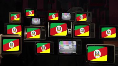 Rio Grande do Sul ve Vintage Televisions bayrağı. 4K Çözünürlüğü.