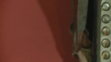 Arjantin 'de bir Kırsal Ev Duvarına Eski Düğme Akordiyonu monte edildi. Kapat..  