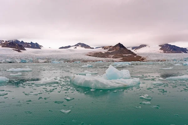 Kalme Wateren Een Gletsjerlandschap Bij Lilliehookfjorden Spitsbergen Eilanden Noorwegen — Stockfoto