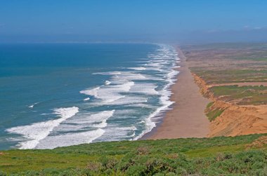 Waves Crashing onto a Sandy Beach on a Disappearing Coast on Point Reyes National Seashore in California