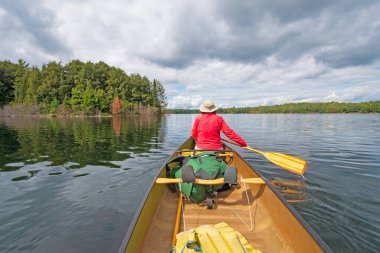 Paddling Calm Waters on a Wilderness Lake on Clark Lake in the Sylvania Wilderness in Michigan
