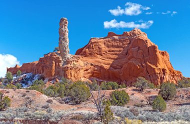 Limestone Pinnacle Protruding From a Sandstone Ridge in Kodachrome Basin State Park in Utah