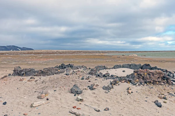 Blubber Ovens Remains Desolate Coast Smeerenburg Svalbard Islands Norway — Stock Photo, Image