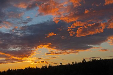 Minnesota 'daki Sınır Suları Kano Bölgesi' ndeki Jenny Gölü 'nde Pembe ve Mor Bulutlar