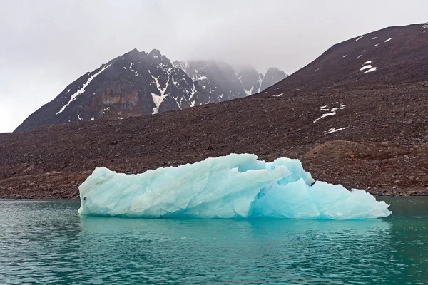 Lonely Iceberg Een Kale Arctische Kust Spitsbergen Eilanden Noorwegen — Stockfoto