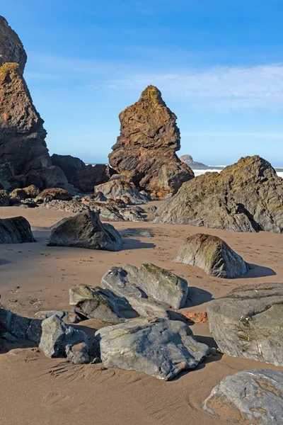 Kaliforniya Daki Trinidad Eyalet Sahili Ndeki Sandy Plajı Ndaki Rocky — Stok fotoğraf