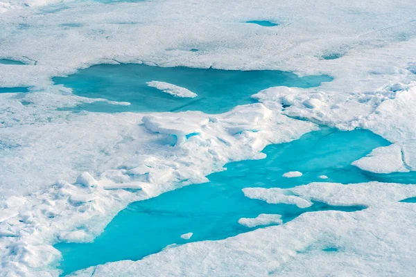 Meltwater Pools Surface Pack Ice Close North Pole — Stock Photo, Image