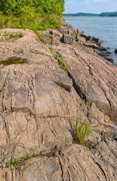 stock image Layers of Gneiss in the Canadian Shield in Paint Lake Provincial Park in Mantoba