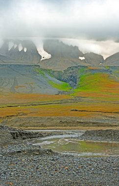 Glacial Stream Running Down to the Arctic Coast on Kapp Waldburd in the Svalbard Islands clipart