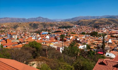 Bolivya 'daki Sucre Kasabasının Panoramik Görünümü