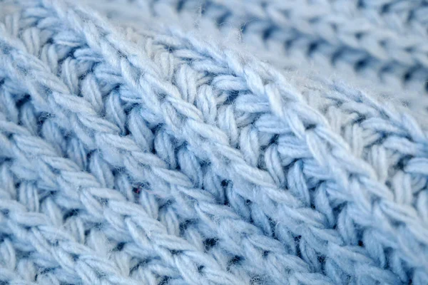 ニットウール生地の詳細 青い繊維の背景 ウールテクスチャの背景 ニットウール生地 毛深いふわふわの織物 テクスチャ — ストック写真