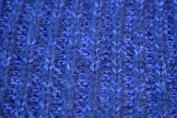 Λεπτομέρειες Πλεκτών Μάλλινων Υφασμάτων Μπλε Φόντο Ύφασμα Μάλλινο Υφασμάτινο Φόντο — Φωτογραφία Αρχείου