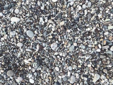 Deniz çakıl taşları arka plan, birçok yuvarlak çakıl taşı dokusu. Çakıl taşı sahili, yakın çekim.