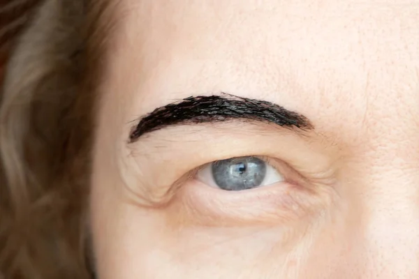correction of eyebrows and modelling at home, eyebrow coloring henna tattooing, permanent makeup, closeup