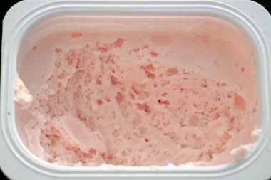 Fresh tasty natural yogurt or sour cream or ice cream in bowl, closeup