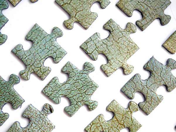 Lot Puzzles Laid Out Both Color Shape Method Collecting Puzzles — Stock Photo, Image
