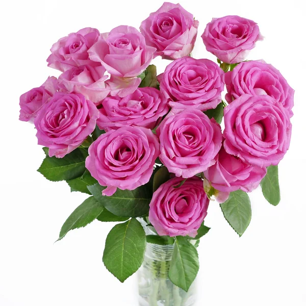 Ροζ Λουλούδι Τριαντάφυλλο Μπουκέτο Απομονωμένο Λευκό Φόντο Closeu — Φωτογραφία Αρχείου