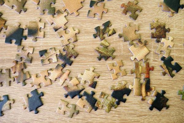 Beaucoup Puzzles Disposés Fois Couleur Forme Une Méthode Pour Recueillir — Photo