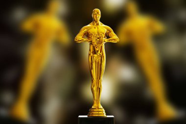 Hollywood Altın Oscar Akademisi ödül heykeli. Başarı ve zafer kavramı