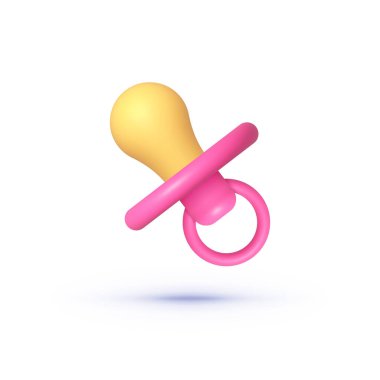 Beyaz arka planda 3 boyutlu bebek emziği. İzole vektör çizimi 3d çizgi film.