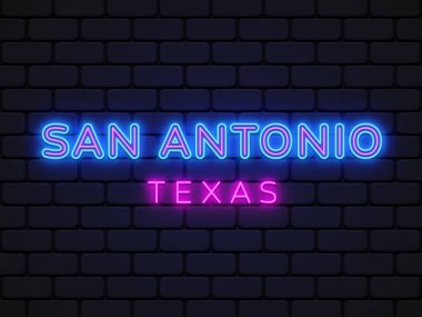 Retro san tonio neon, her amaçla harika bir tasarım. Parlak ışık efekti. Tasarım elemanı. Vektör illüstrasyon tasarımı.