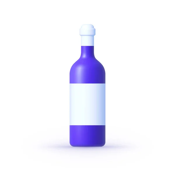 Wine Bottle Icon Isolated White Background Wine Bottle Mockup Label — Stock Vector