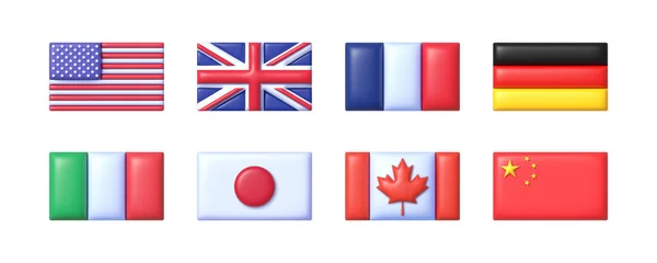 Flaggor Som Realistisk Stil Vit Bakgrund Vektor Illustration Design — Stock vektor